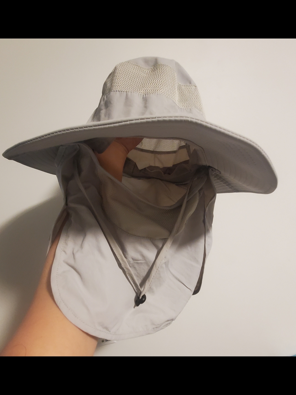 Light Gray Sun Hat with Neck Flap